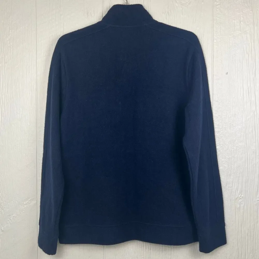 Toad&Co Wool quarter zip pullover men’s Large wool blend mock collar Navy Blue.